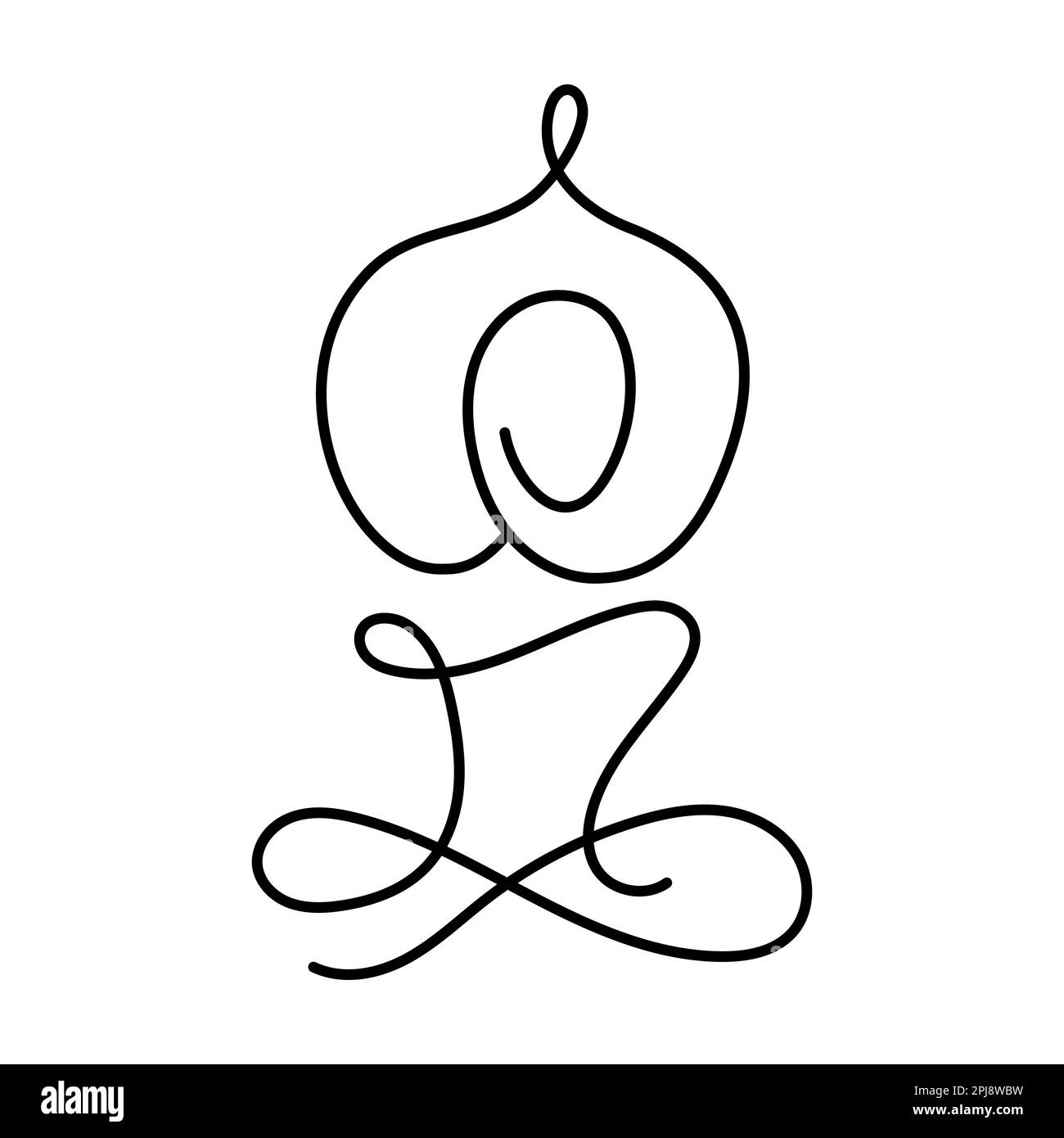 Yoga-Logo mit einzeiliger Zeichnung des weiblichen Body-Shape-Vektors Stock Vektor