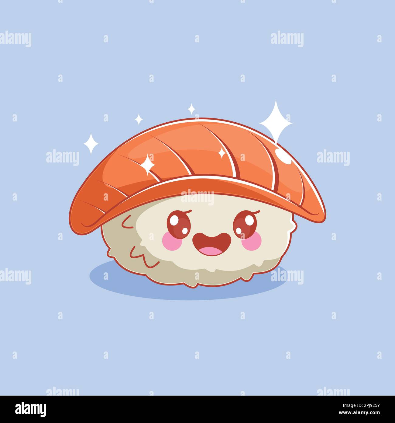 Süßes Lachs-Sushi-Design im Cartoon-Stil Stock Vektor