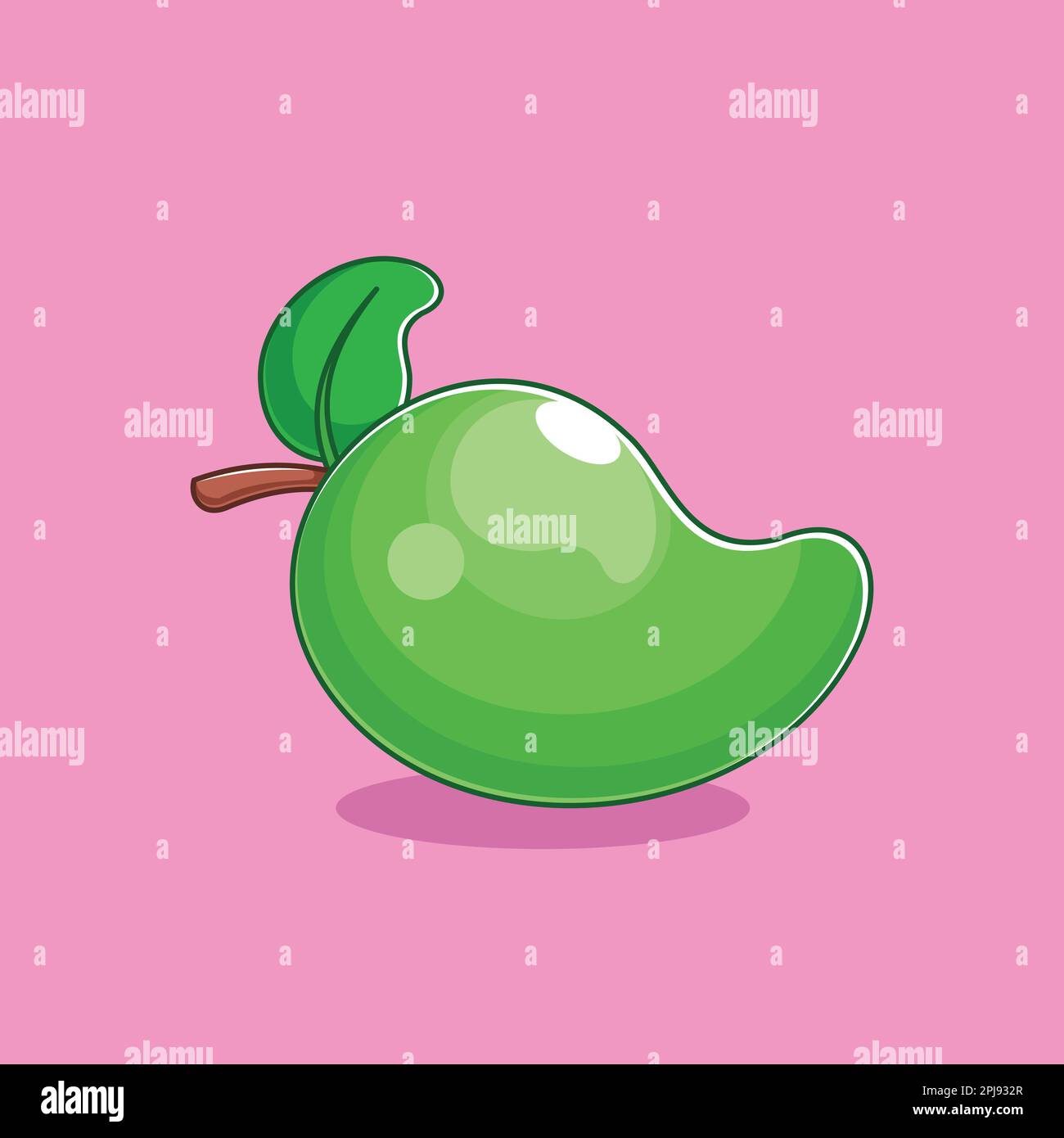 Mango im Cartoon-Stil auf rosa Hintergrund Stock Vektor