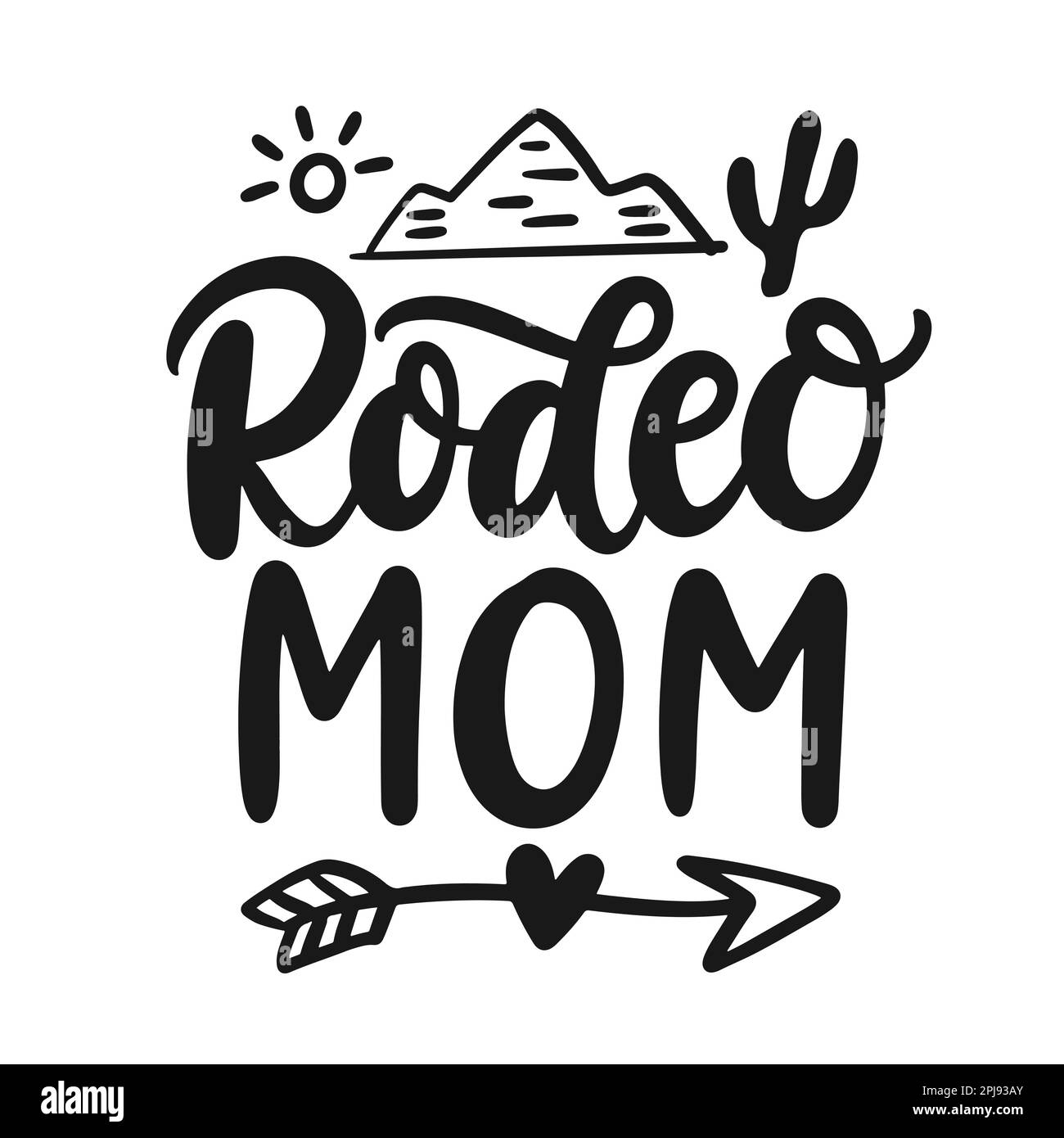 Rodeo-Mom-Schriftzug. Lustige Geschenkkarte zum Muttertag Stock Vektor