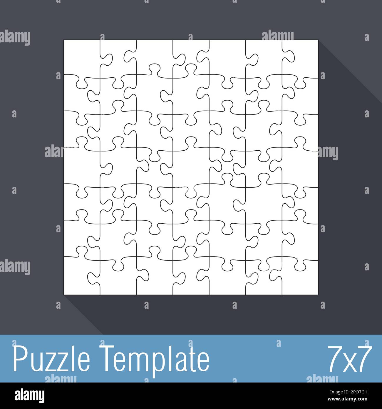 Quadratische Puzzle-Schablone 7x7-teilig, Vektor EPS10-Abbildung Stock Vektor