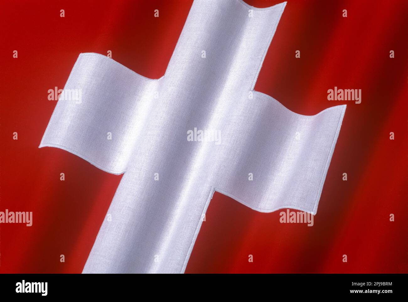 FLAGGE DER SCHWEIZ MACHTE DER GENÄHTE BAUMWOLLE BUNTING Stockfoto
