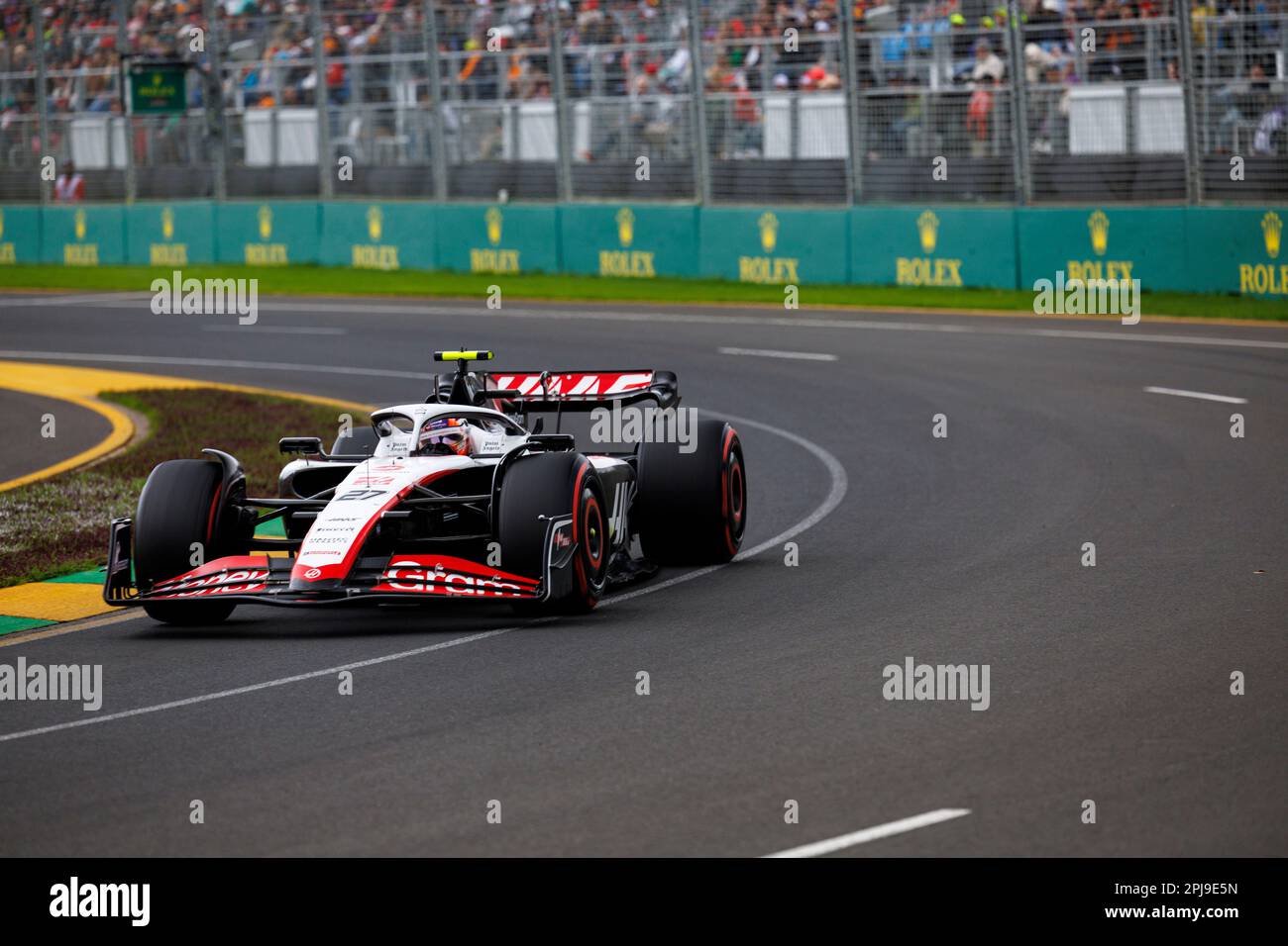 Melbourne, Australien. 01. April 2023. 1. April 2023: Melbourne Grand Prix Circuit, Melbourne, Victoria, Australien: Australian Formula 1 Grand Prix: Qualifizierung: Haas-Fahrer Nico Hulkenberg Nummer 27 während der Qualifizierung für die australische Formel 1 Gutschrift: Action Plus Sports Images/Alamy Live News Stockfoto