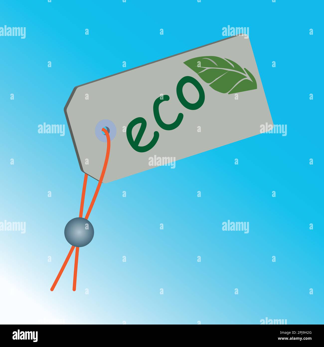 Pappetikett mit dem Text eco und einem grünen Blatt darauf Stock Vektor