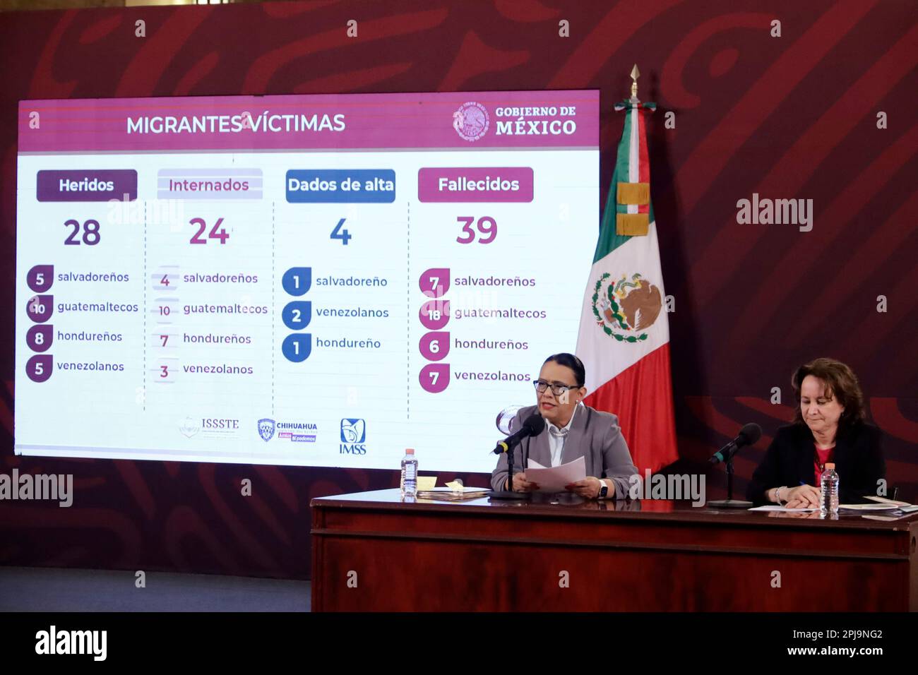 Nicht exklusiv: 31. März 2023, Mexiko-Stadt, Mexiko: Der Secretary of Security and Citizen Protection of Mexico, Rosa Icela Rodriguez und das Special P Stockfoto