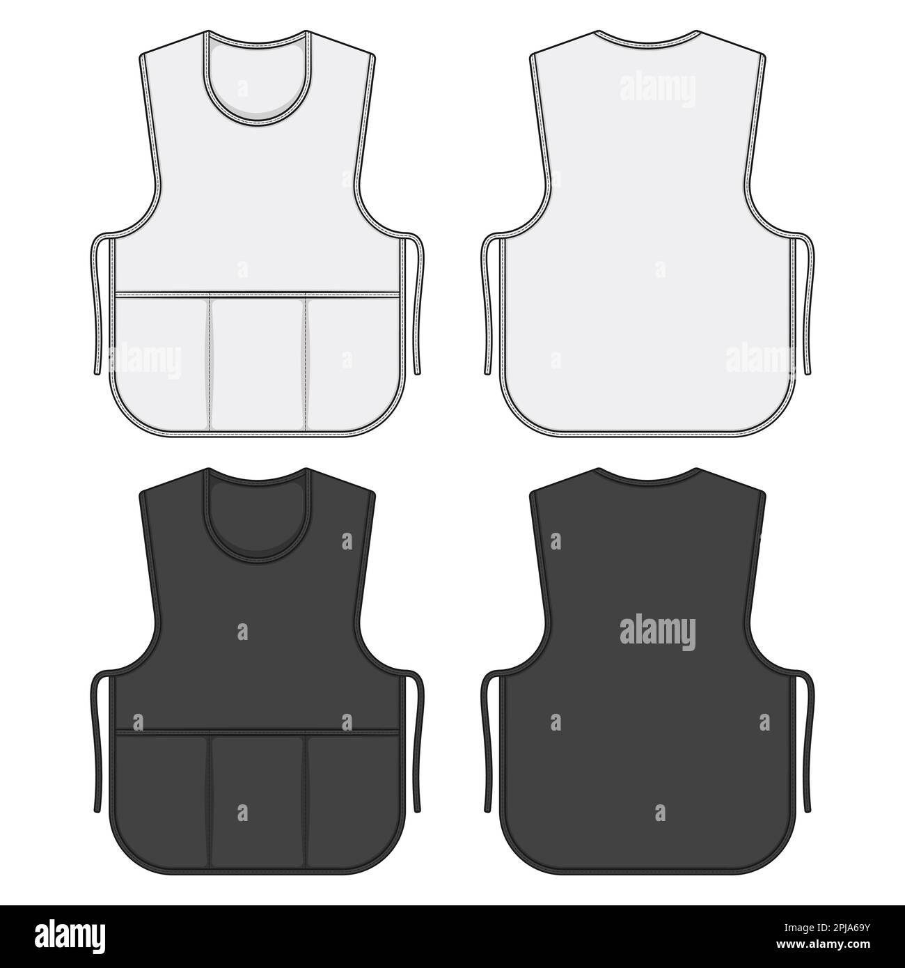 Farbdarstellung mit einer Schürze aus Verkäufer und Kellner. Isolierte Vektorobjekte auf weißem Hintergrund. Stock Vektor