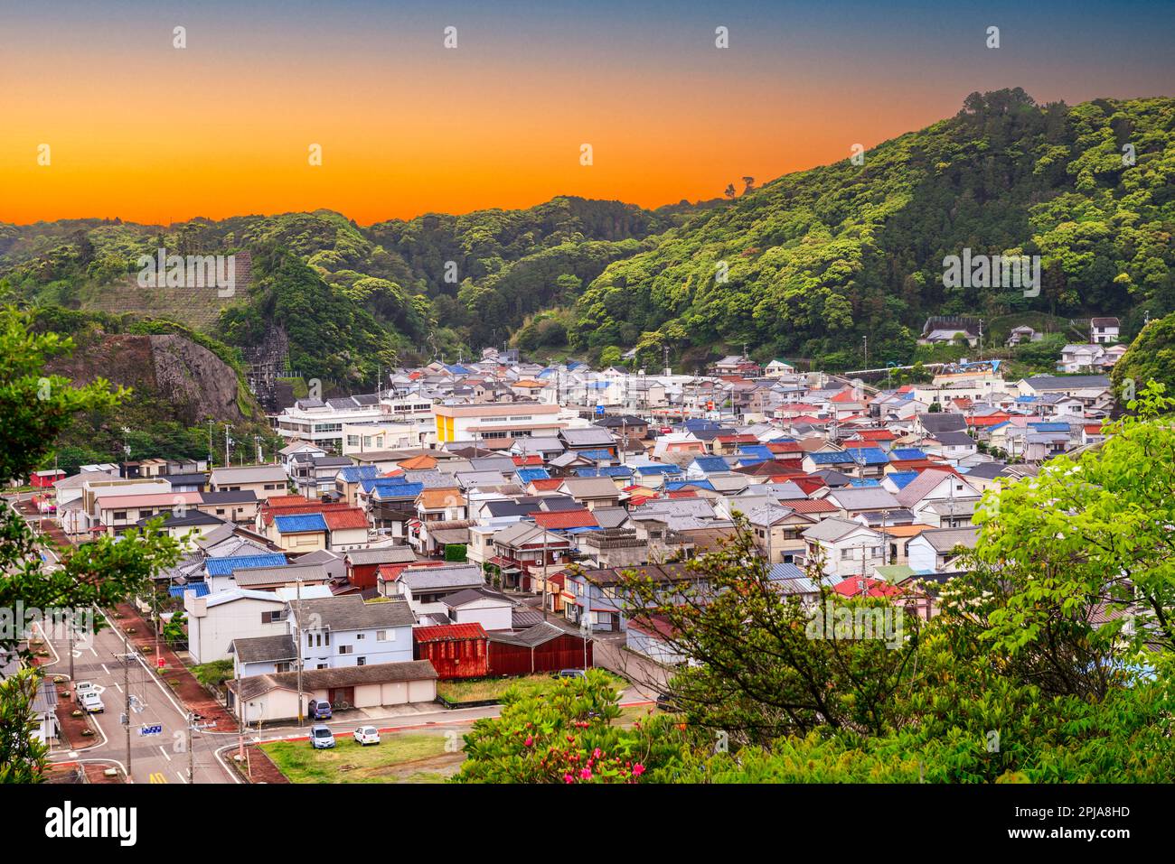 Taiji, japanische Stadtlandschaft. Stockfoto