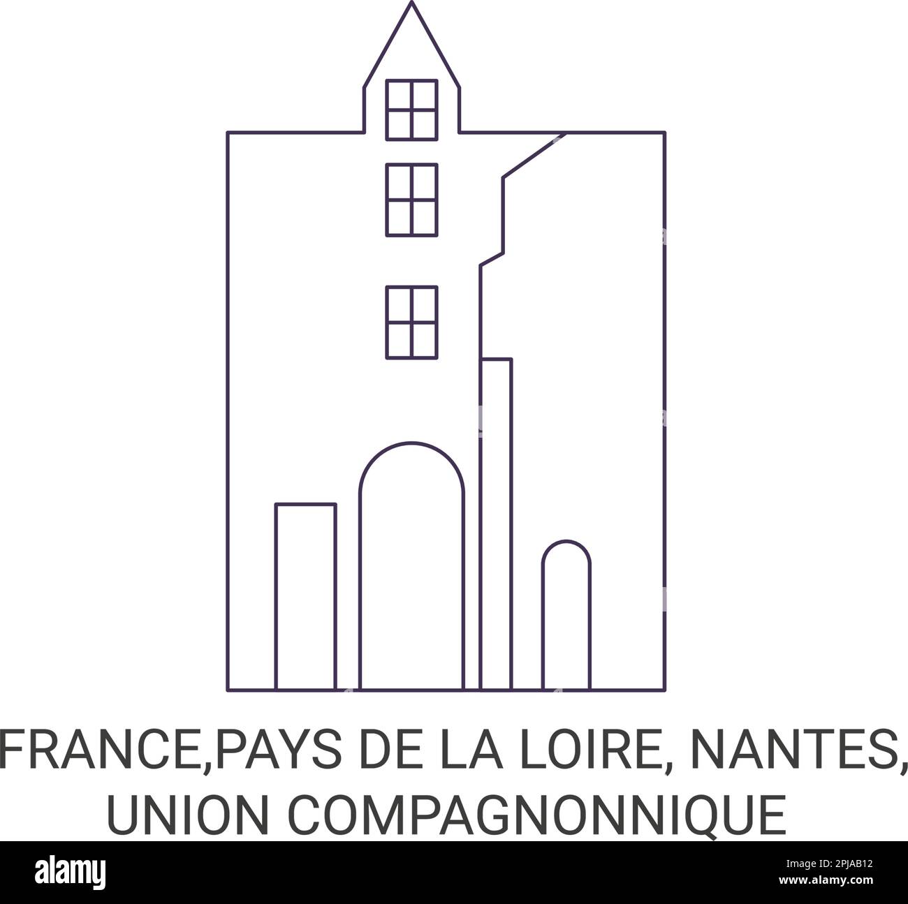 Frankreich, Nantes, Union Compagnonnique Travel Landmark Vektordarstellung Stock Vektor