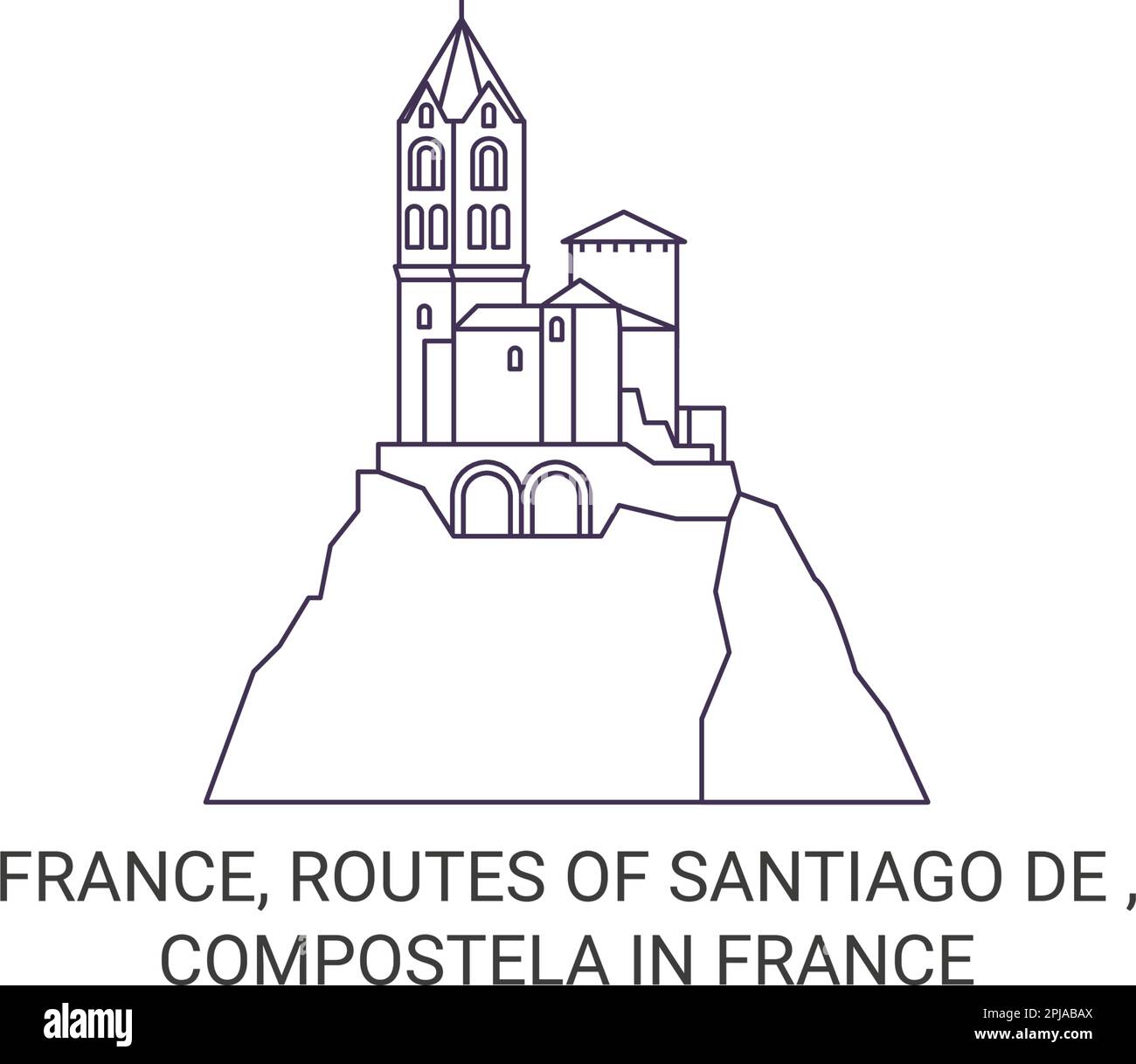 Frankreich, Routes of Santiago De , Compostela in Frankreich Reise Landmark Vector Illustration Stock Vektor