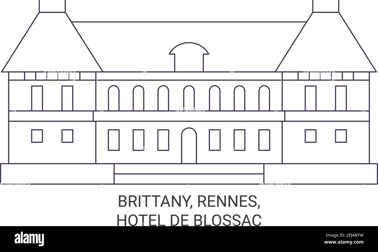 France Brittany, Rennes, Hotel De Blossac Reise Landmark Vector Illustration Stock Vektor