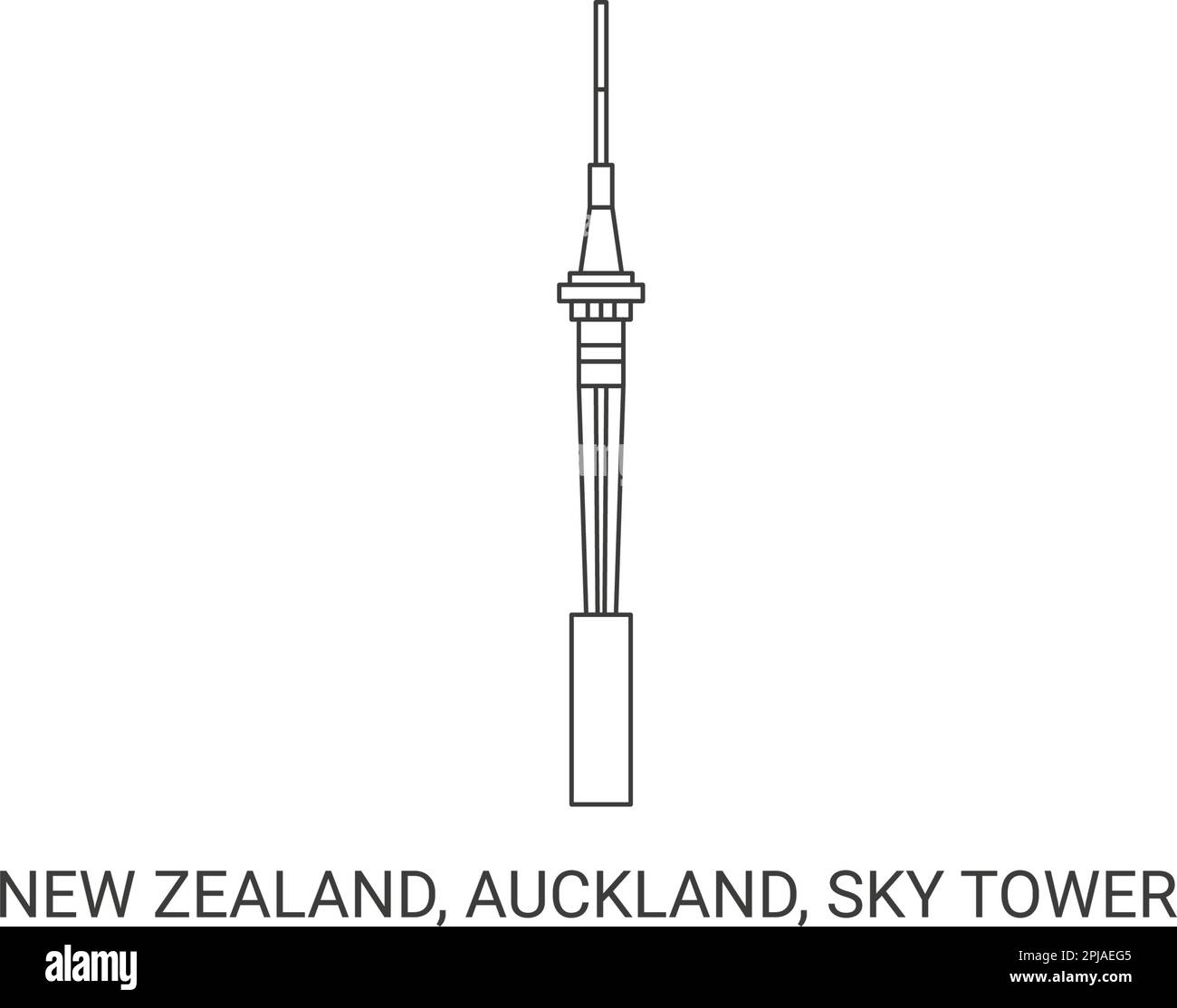 Neuseeland, Auckland, Sky Tower, Reise-Wahrzeichen-Vektordarstellung Stock Vektor