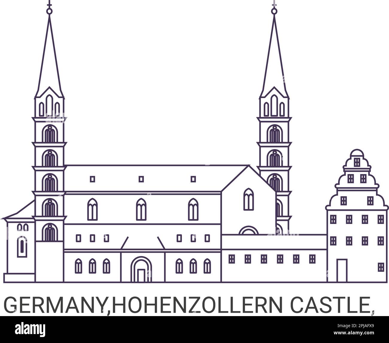 Deutschland, Schloss Hohenzollern, Reise-Wahrzeichen-Vektordarstellung Stock Vektor