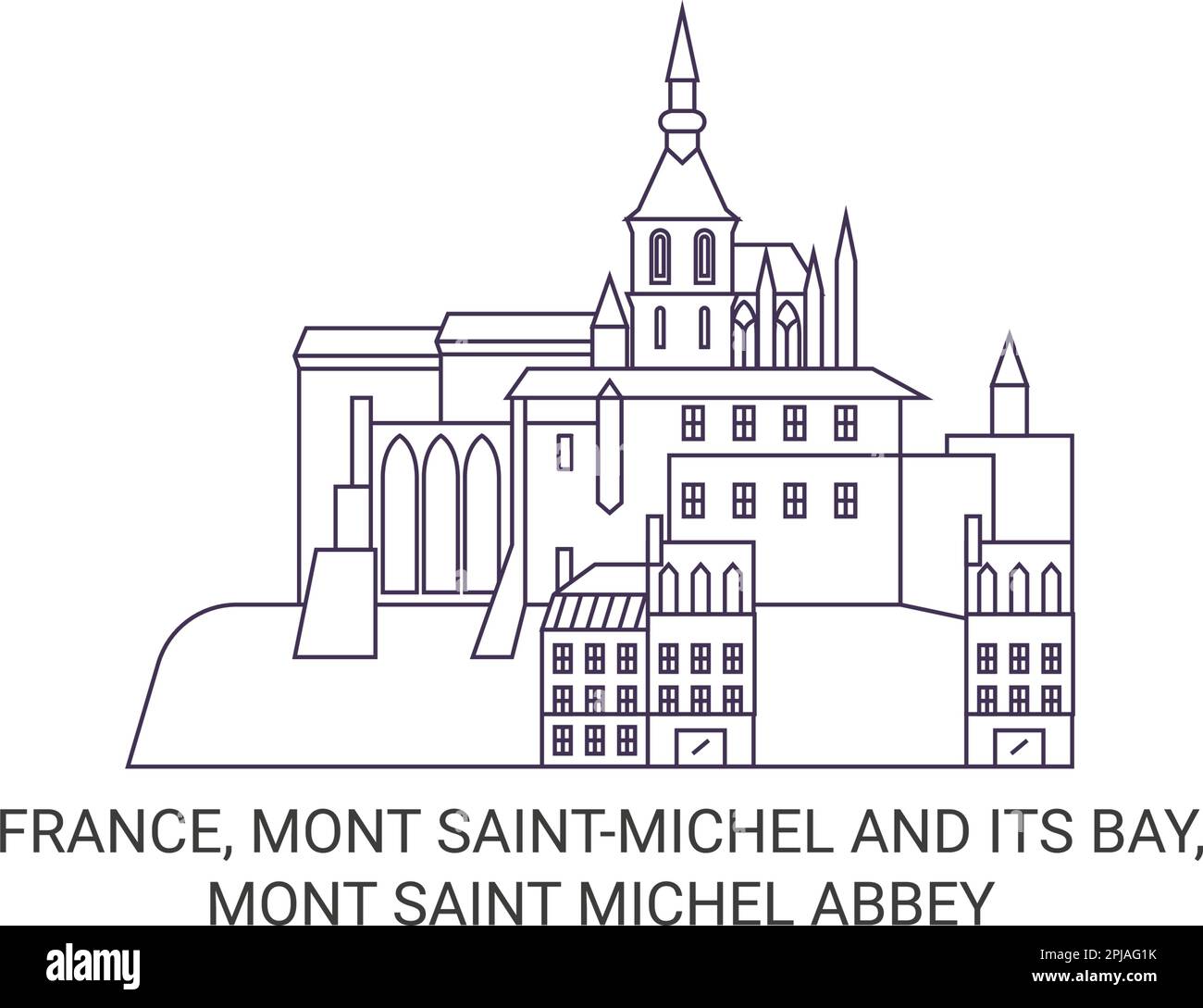 Frankreich, Mont Saintmichel und seine Bucht, Mont Saint Michel Abbey reisen als Vektorbild Stock Vektor