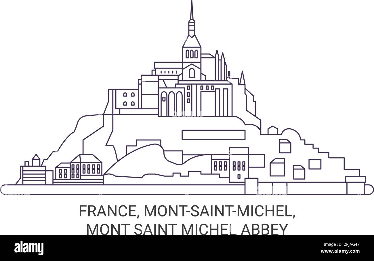 Frankreich, Montsaintmichel, Mont Saint Michel Abbey reisen als Vektorgrafik Stock Vektor