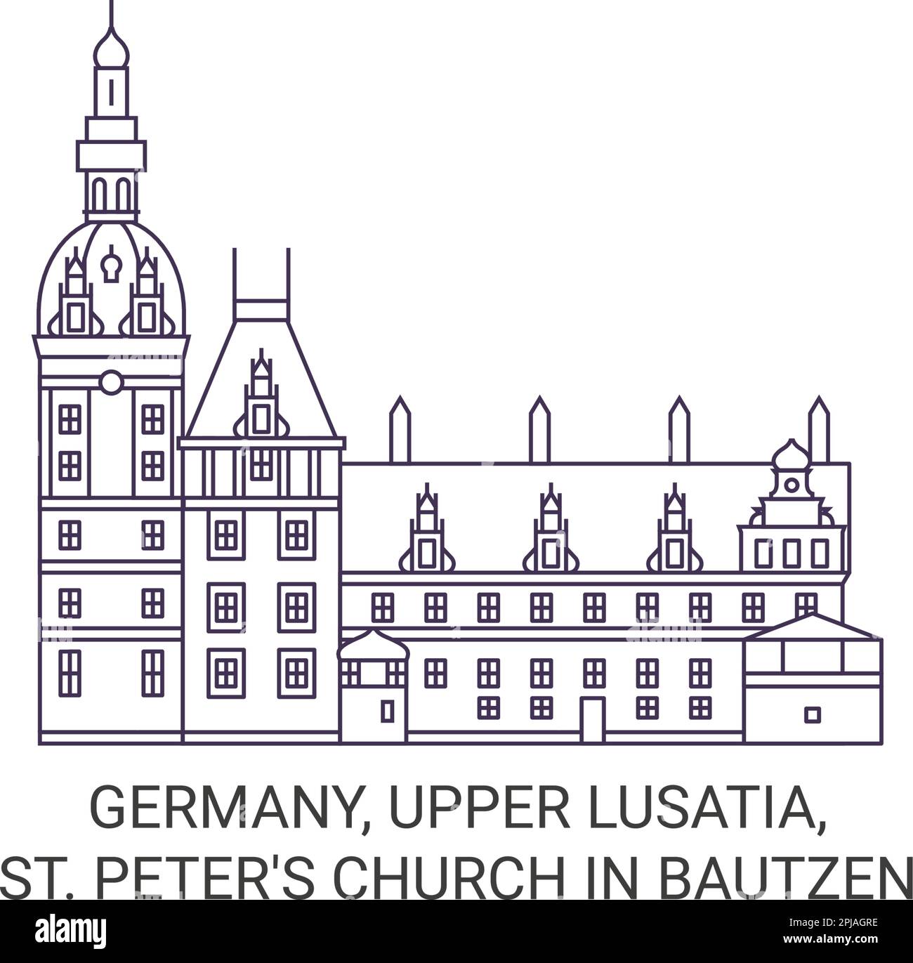 Deutschland, Oberlusatien, St. Peter's Church in Bautzen reisen als Vektorbild für Wahrzeichen Stock Vektor