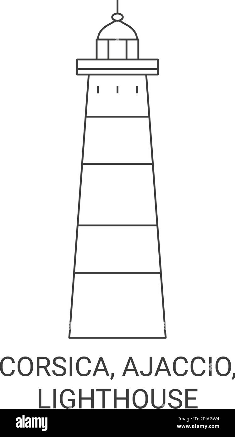 Frankreich, Korsika, Ajaccio, Leuchtturm Reise Wahrzeichen Vektordarstellung Stock Vektor