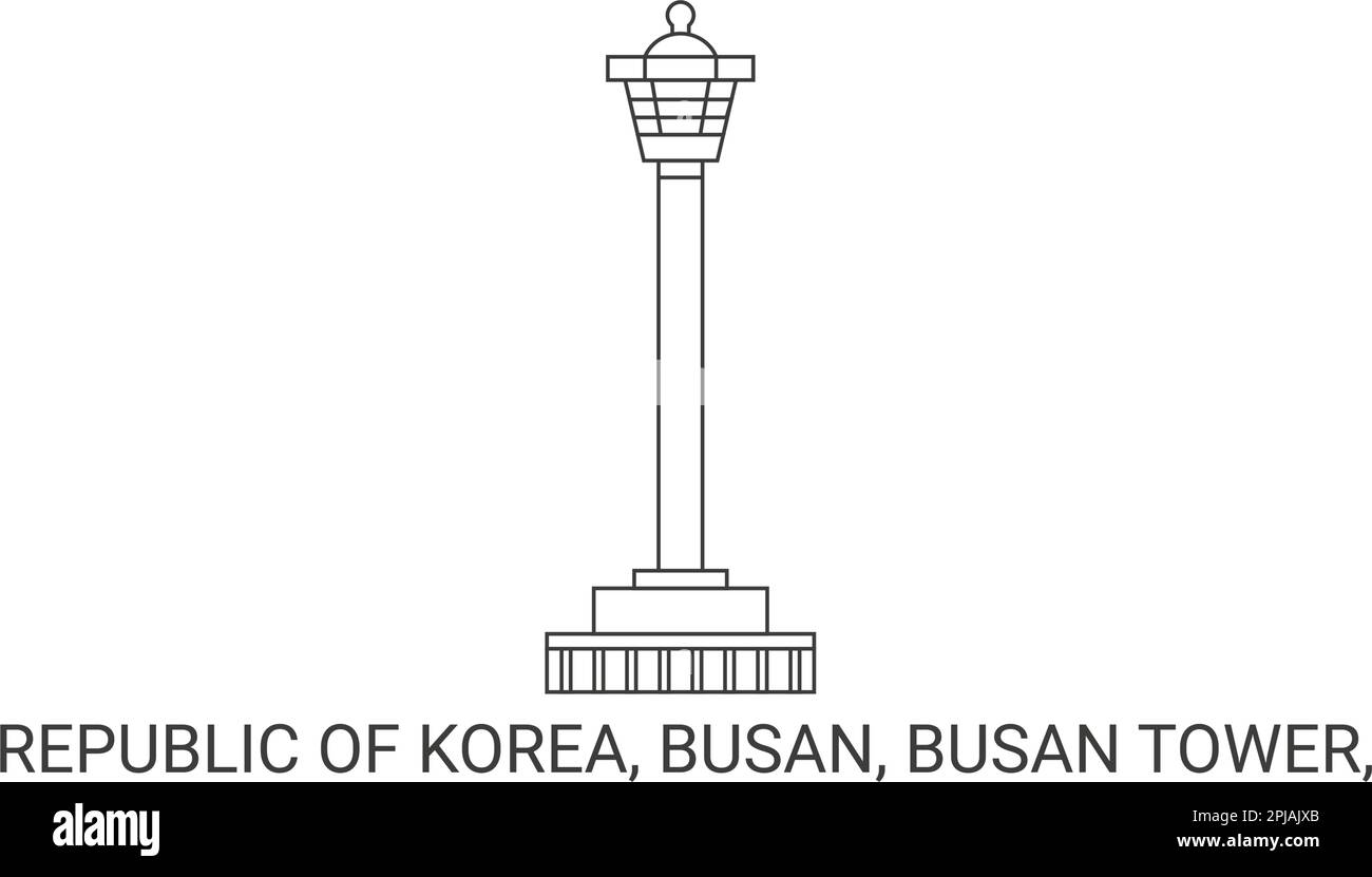 Republik Korea, Busan, Busan Tower, Reise-Wahrzeichen-Vektorbild Stock Vektor