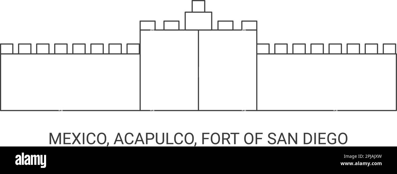 Mexiko, Acapulco, Fort von San Diego, Reise-Wahrzeichen-Vektordarstellung Stock Vektor