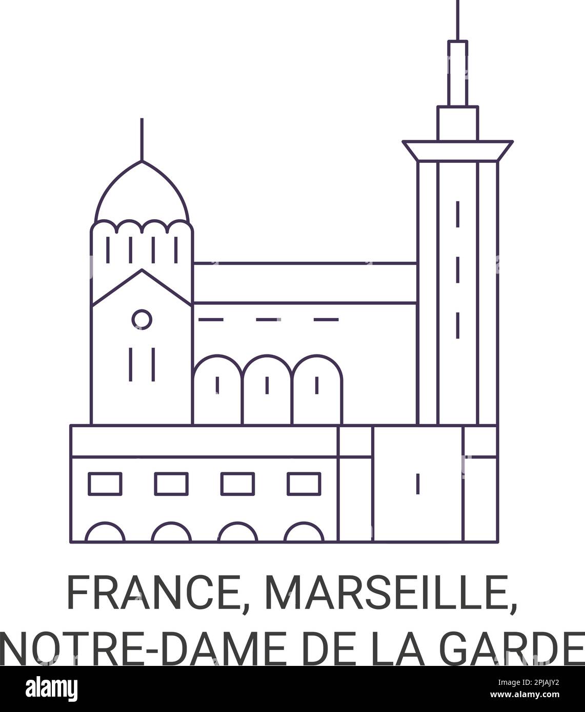 Frankreich, Marseille, Notredame De La Garde reisen Wahrzeichen Vektordarstellung Stock Vektor