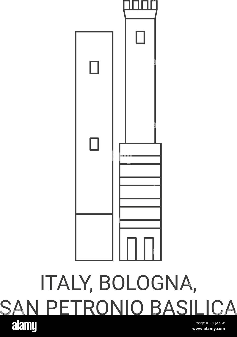 Italien, Bologna, Basilika San Petronio, Reise-Wahrzeichen-Vektordarstellung Stock Vektor