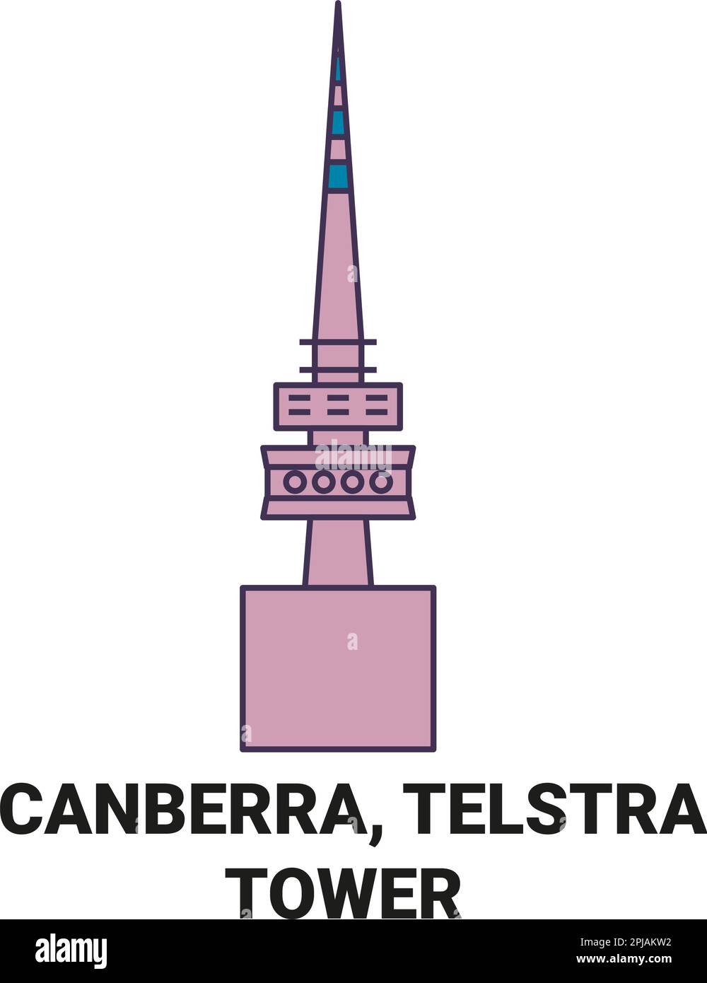 Australien, Canberra, Telstra Towe, Reise-Wahrzeichen-Vektordarstellung Stock Vektor