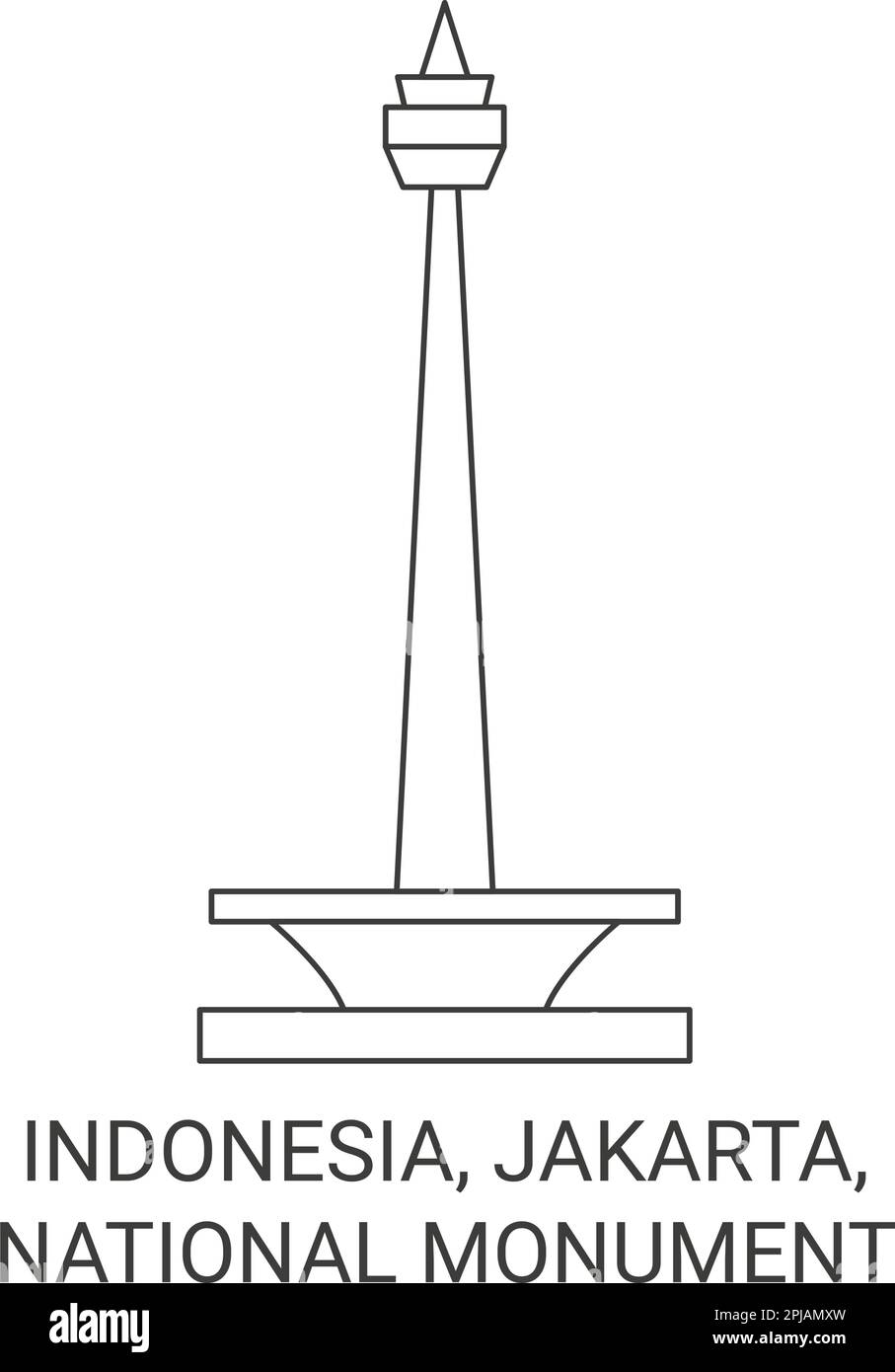 Indonesien, Jakarta, National Monument Reise Wahrzeichen Vektordarstellung Stock Vektor