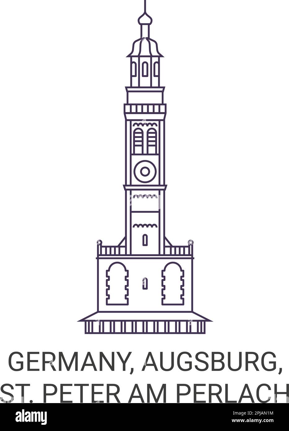 Deutschland, Augsburg, St. Peter am Perlach Reise-Wahrzeichen-Vektordarstellung Stock Vektor