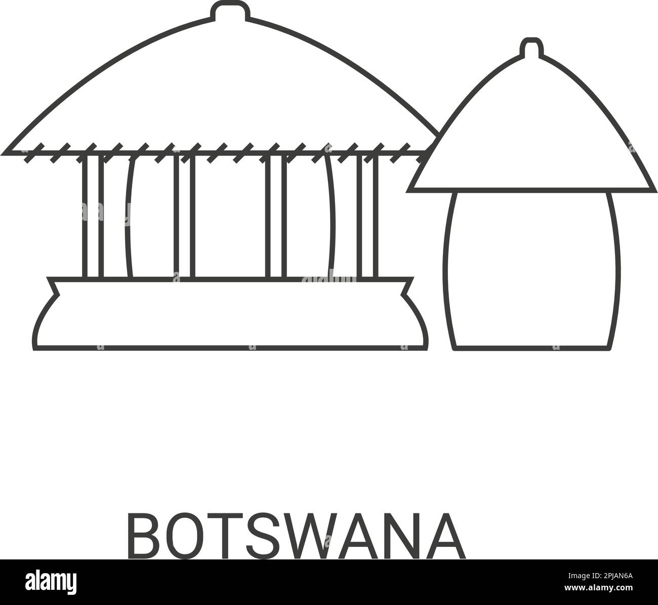 Vektordarstellung von Botswana-Reisedenkmälern Stock Vektor