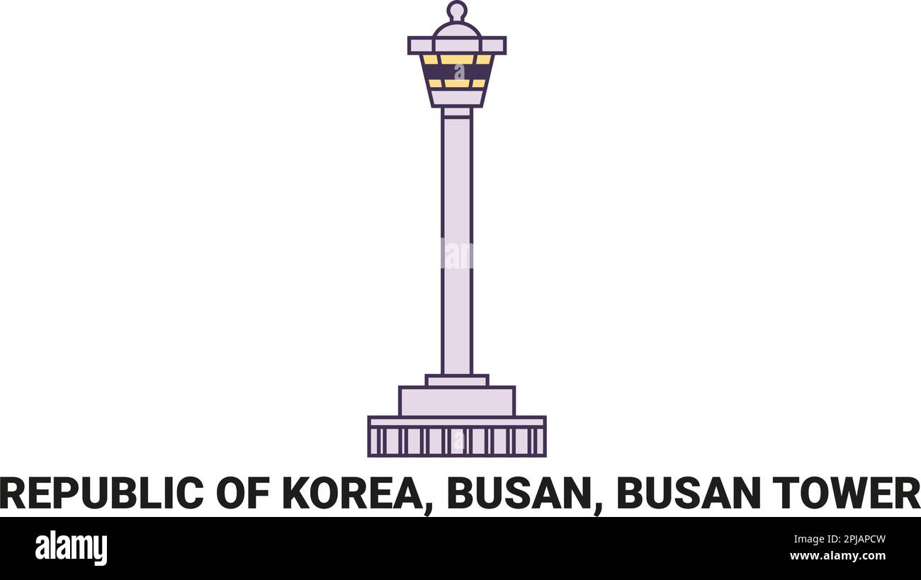 Republik Korea, Busan, Busan Tower, Reise-Wahrzeichen-Vektorbild Stock Vektor