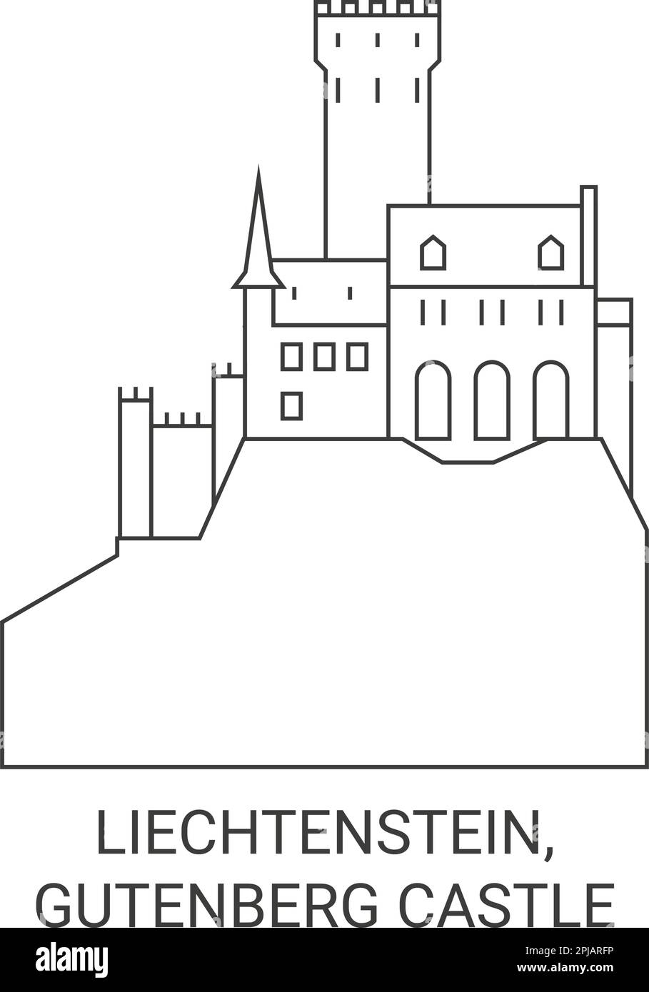 Liechtenstein, Gutenberg Castle Reise Wahrzeichen Vektordarstellung Stock Vektor