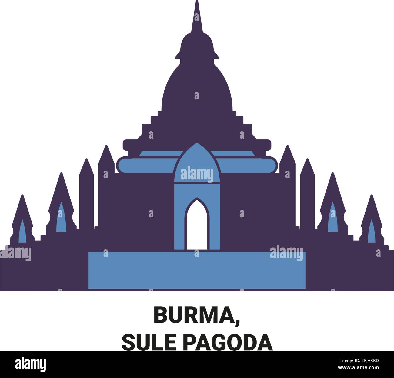 Burma, Sule Pagoda Reise-Wahrzeichen-Vektordarstellung Stock Vektor