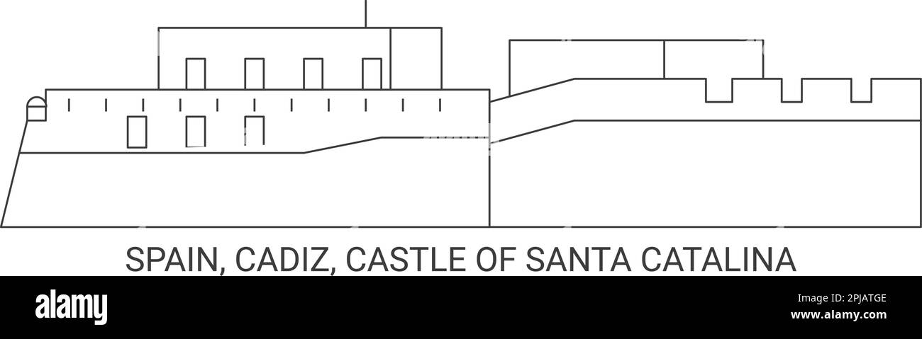 Spanien, Cadiz, Schloss von Santa Catalina reisen als Vektorbild Stock Vektor
