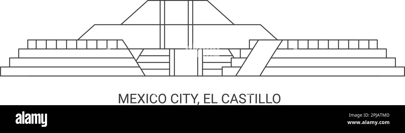 Mexiko, Stadt, El Castillo, Reise-Wahrzeichen-Vektordarstellung Stock Vektor