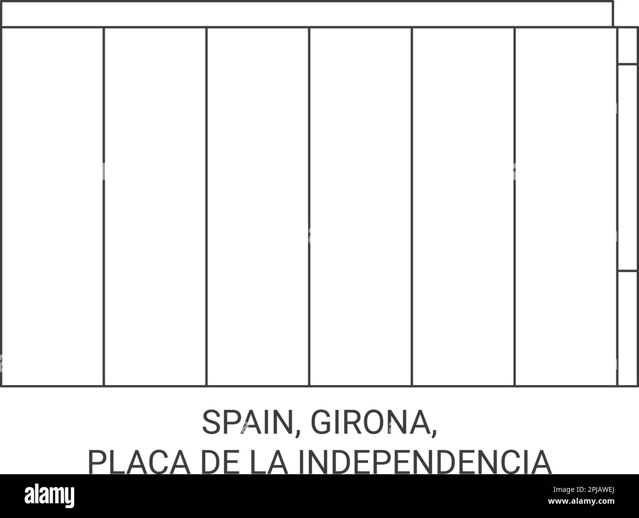 Spanien, Girona, Placa De La Independncia Reise-Vektordarstellung Stock Vektor