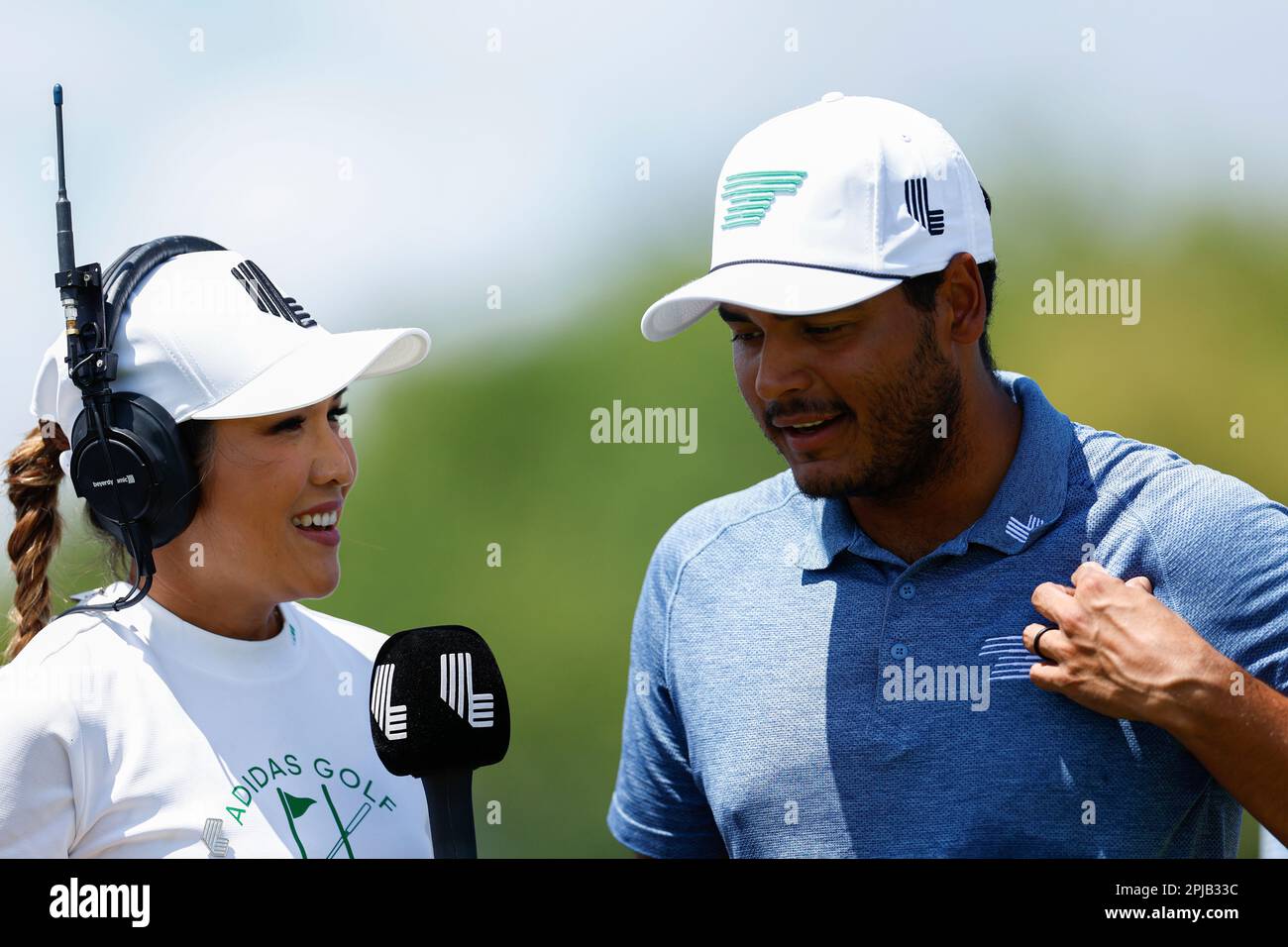 Liv Golf Broadcast Member Su Ann Heng Speaks To Sebastián Muñoz Of Torque Gc During The Second 2455