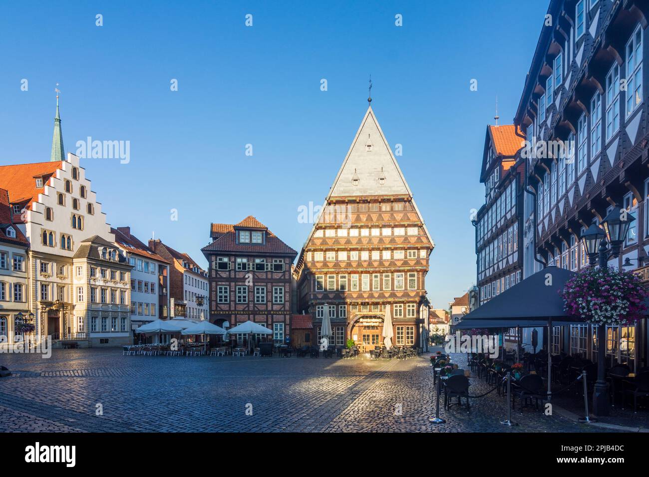 Hildesheim: Marktplatz, Bäckeramtshaus, Knochenhaueramtshaus, Fachwerkhaus, Altstadt in der Region Ha Stockfoto