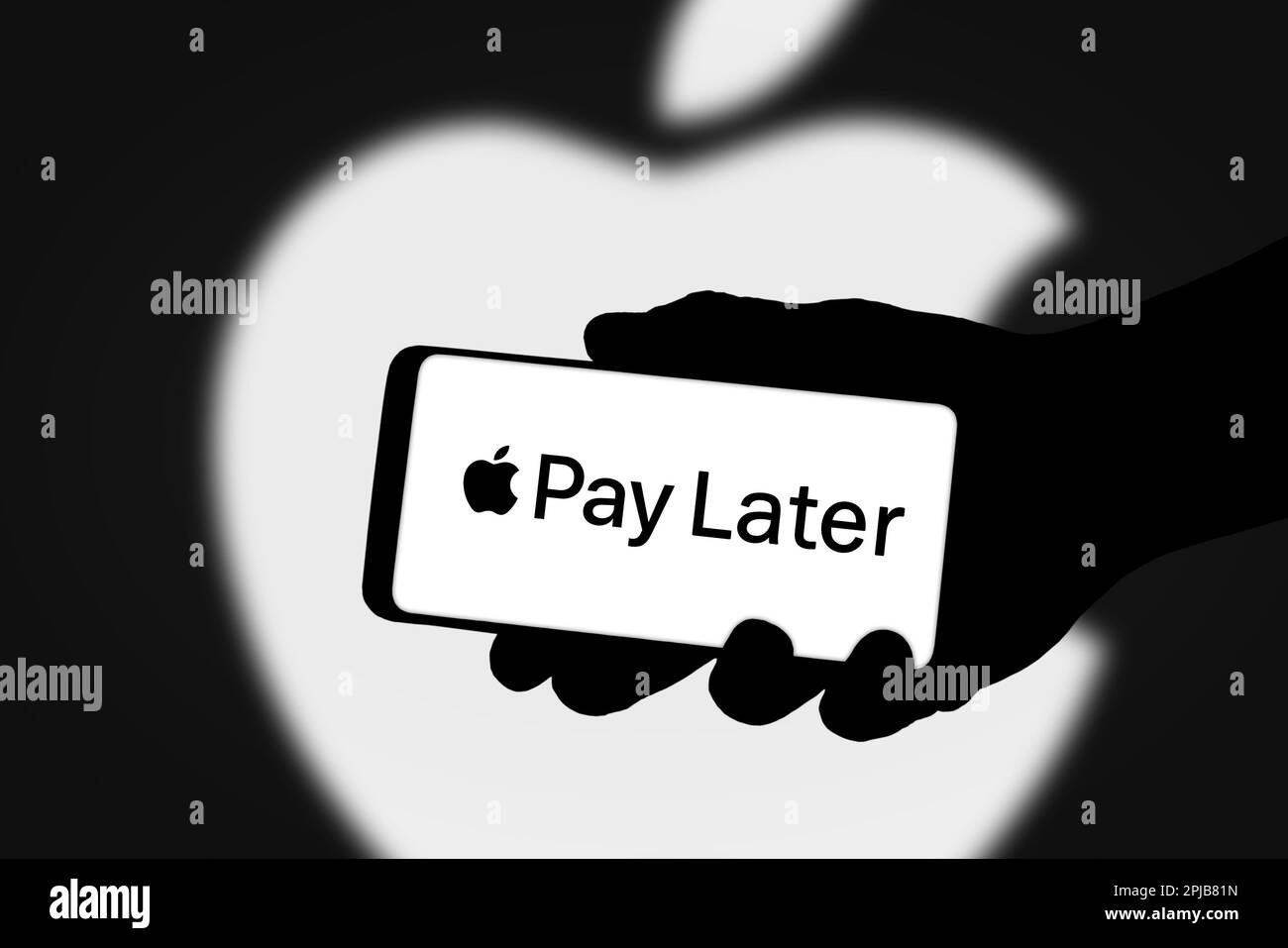 Apple Pay Later-Anwendung auf Smartphone Stockfoto