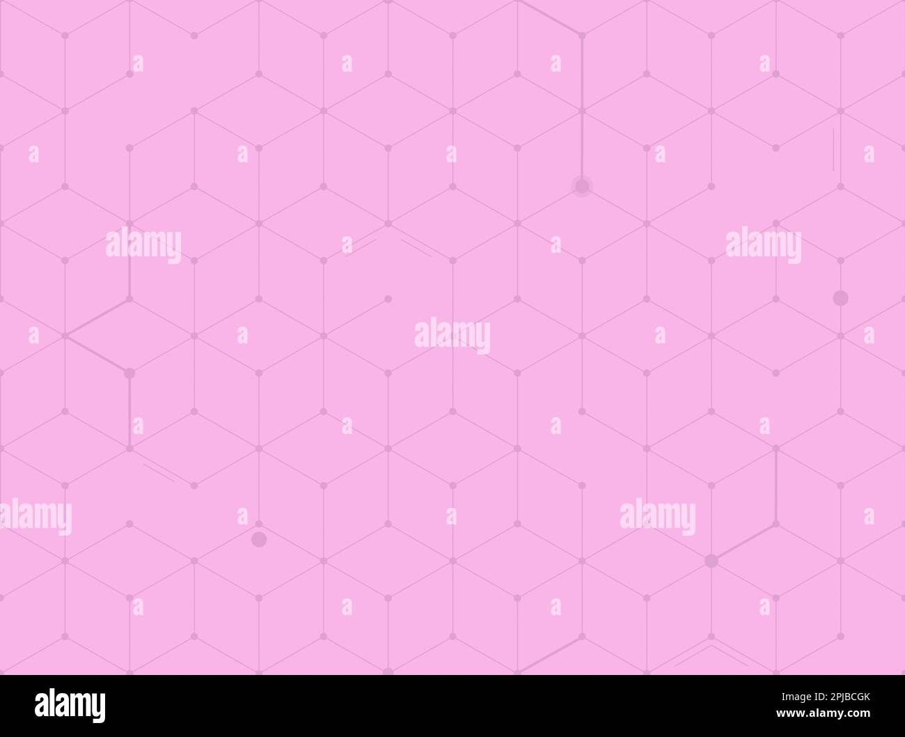 Violette 3D Würfel auf pinkfarbenem Hintergrund, nahtloses geometrisches Muster. Abstrakter und moderner Technologiehintergrund mit sich wiederholenden Mustern. Stockfoto