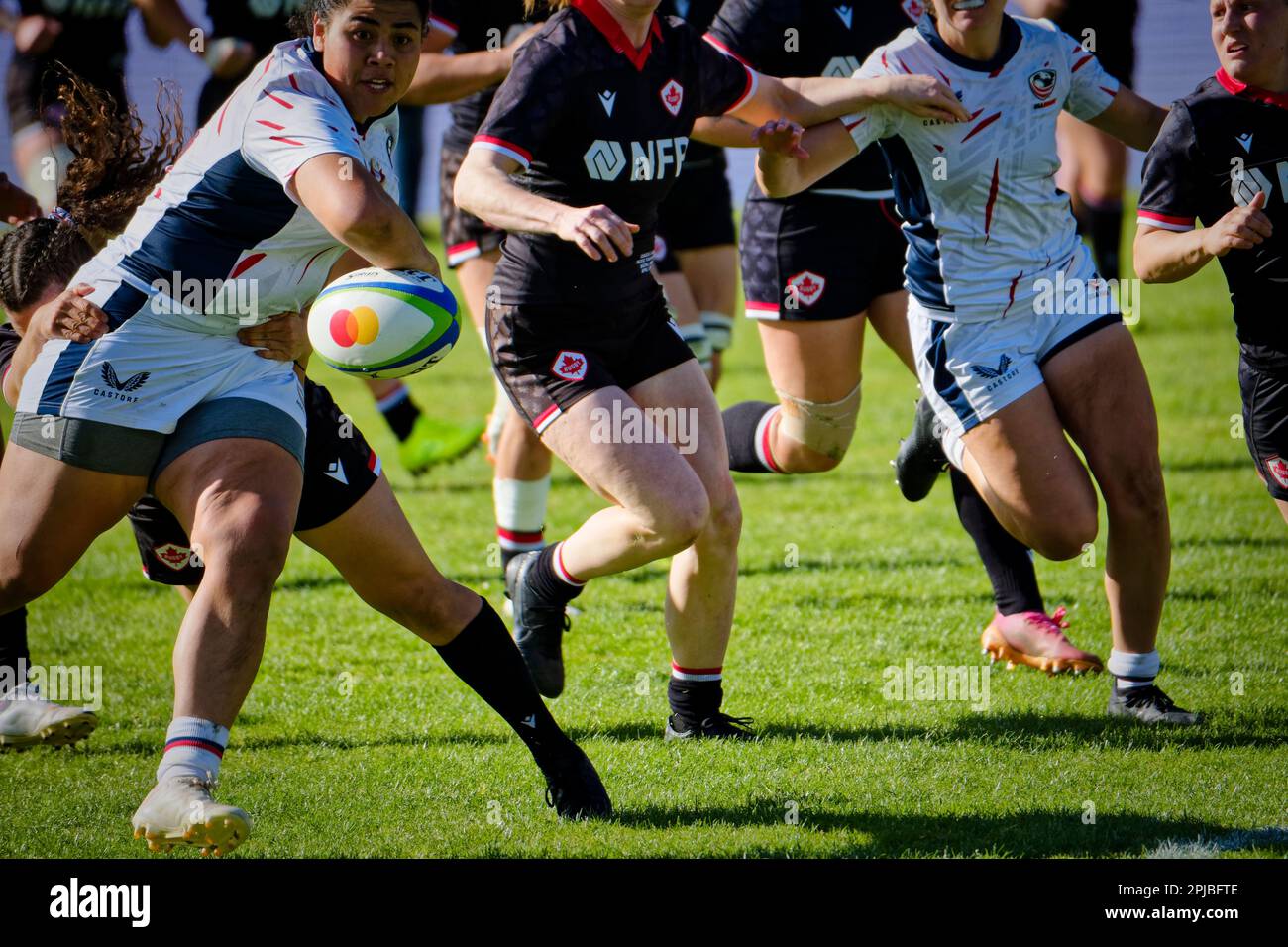 Estadio Nacional Complutense, Madrid, Spanien. 01. April 2023. World Rugby Pacific Four Series 2023, Kanada gegen USA, Estadio Nacional Complutense, Madrid, Spanien. Kredit: EnriquePSans/Alamy Live News Stockfoto