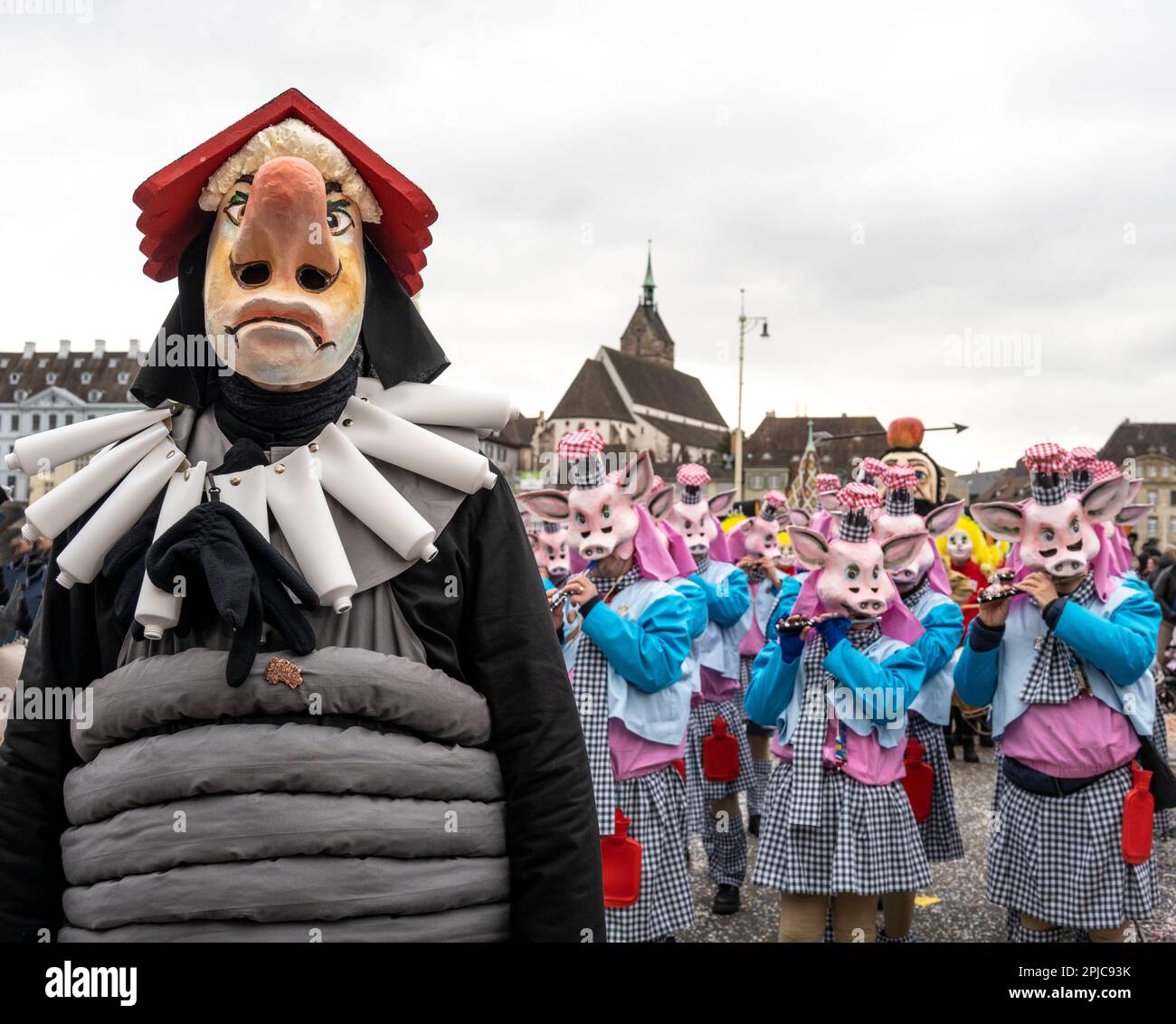 Karneval oder Fasnacht-Parade in Basel Schweiz Stockfoto