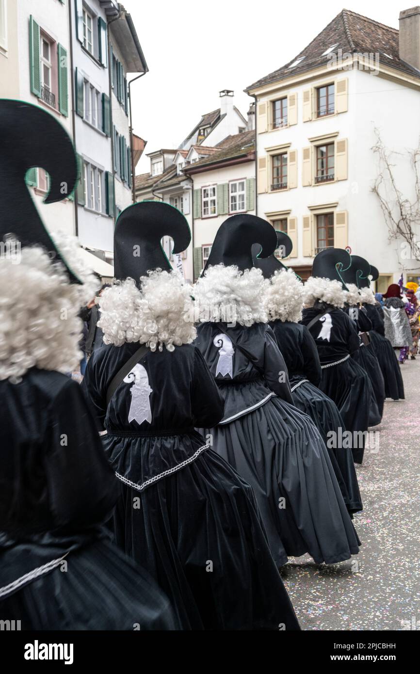 Clique beim Basler Schweiz Karneval oder bei der Fasnacht-Kinderparade Stockfoto