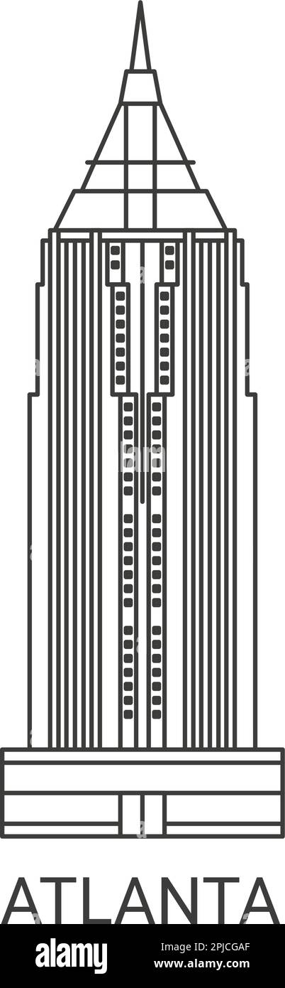USA, Atlanta Reise-Wahrzeichen-Vektordarstellung Stock Vektor