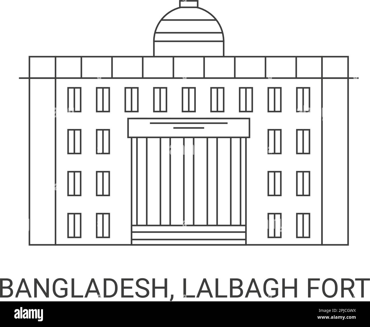 Bangladesch, Fort Lalbagh, Reise-Wahrzeichen-Vektordarstellung Stock Vektor