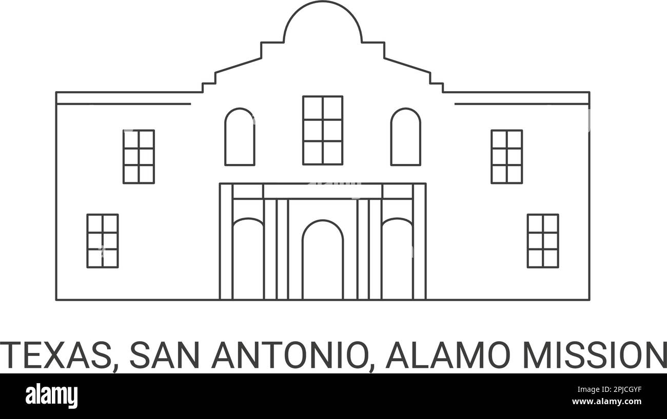 USA, Texas, San Antonio, Alamo Mission, Reise-Wahrzeichen-Vektordarstellung Stock Vektor
