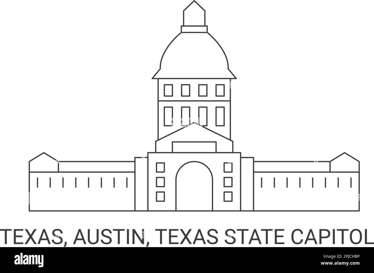 USA, Texas, Austin, Texas State Capitol, Reiseziel-Vektordarstellung Stock Vektor