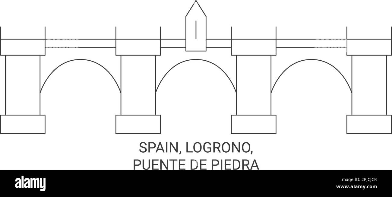 Spanien, Logrono, Puente De Piedra Reise-Wahrzeichen-Vektordarstellung Stock Vektor