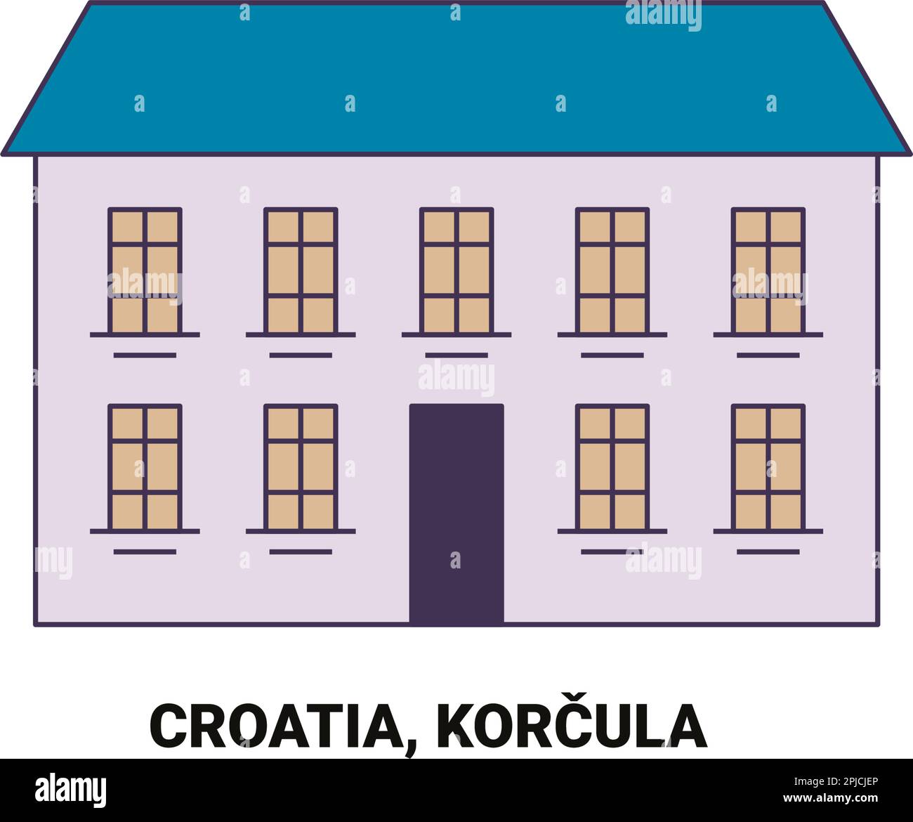 Kroatien, Korcula Reise-Wahrzeichen-Vektordarstellung Stock Vektor
