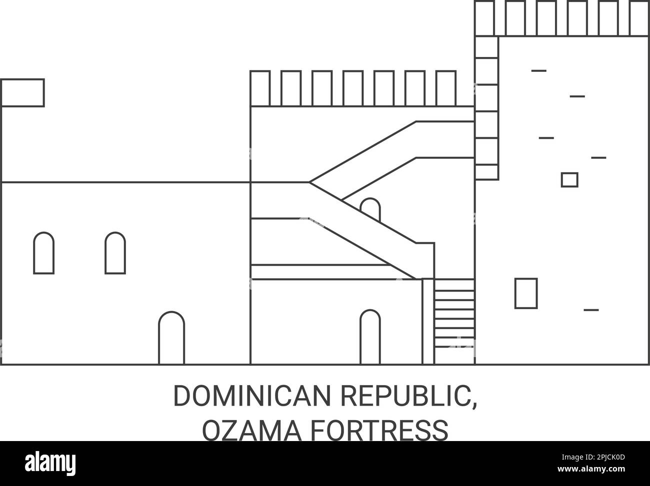 Dominikanische Republik, Ozama Festung Reise-Wahrzeichen-Vektordarstellung Stock Vektor