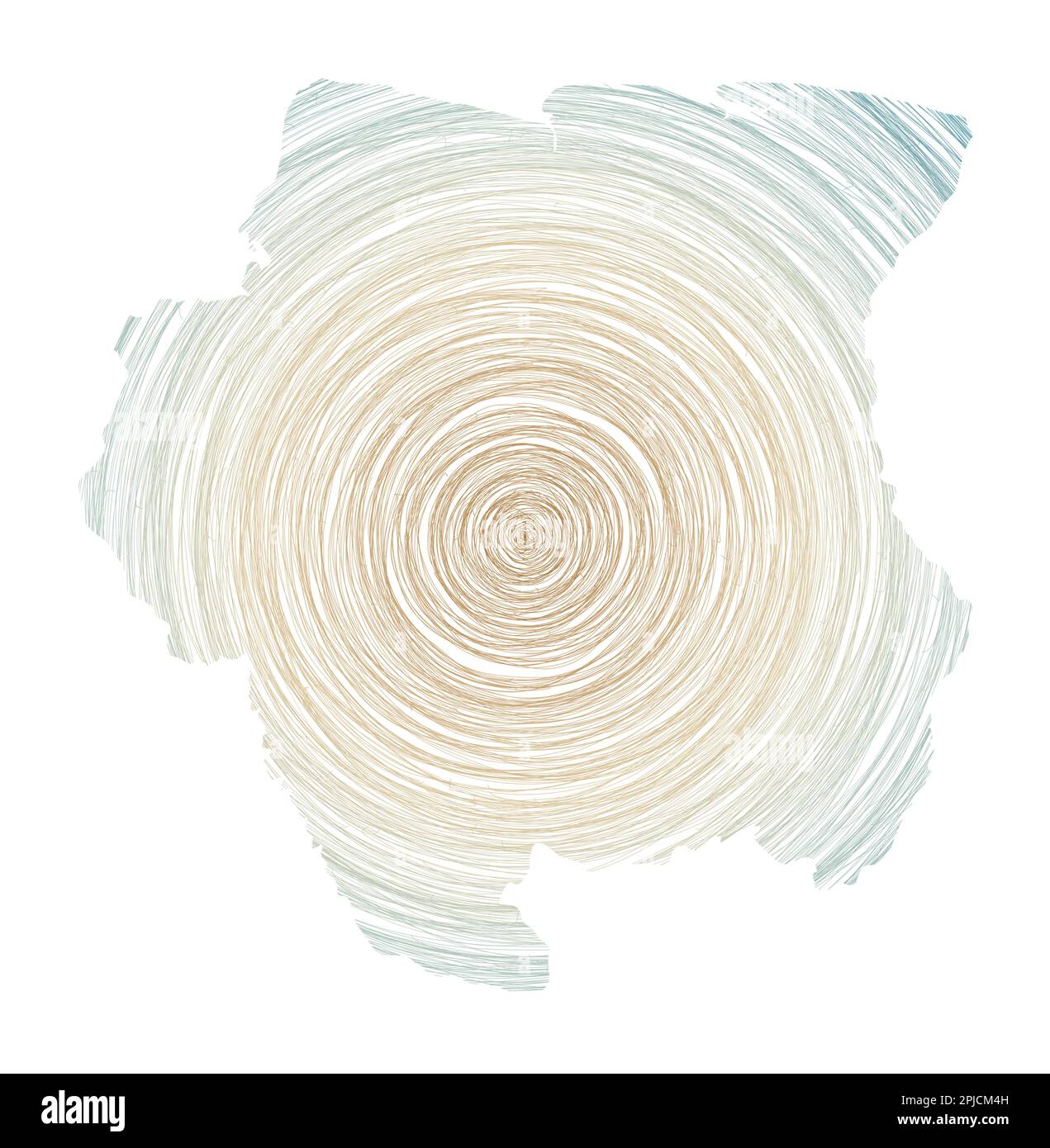 Suriname-Karte gefüllt mit konzentrischen Kreisen. Skizzieren Sie Kreise in Form des Landes. Vektorabbildung. Stock Vektor