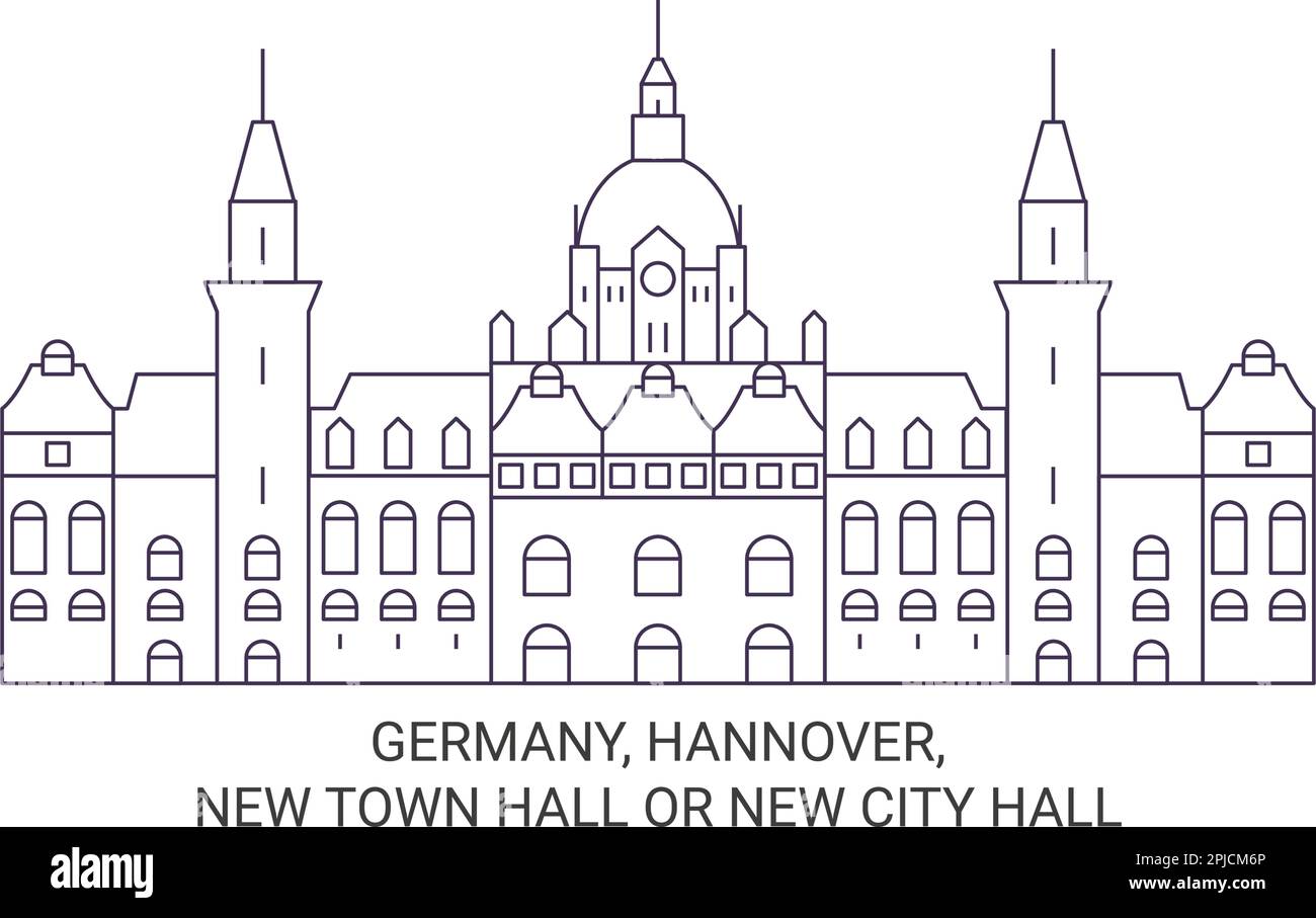 Deutschland, Hannover, das Neue Rathaus oder das Neue Rathaus reisen als Vektorgrafik Stock Vektor